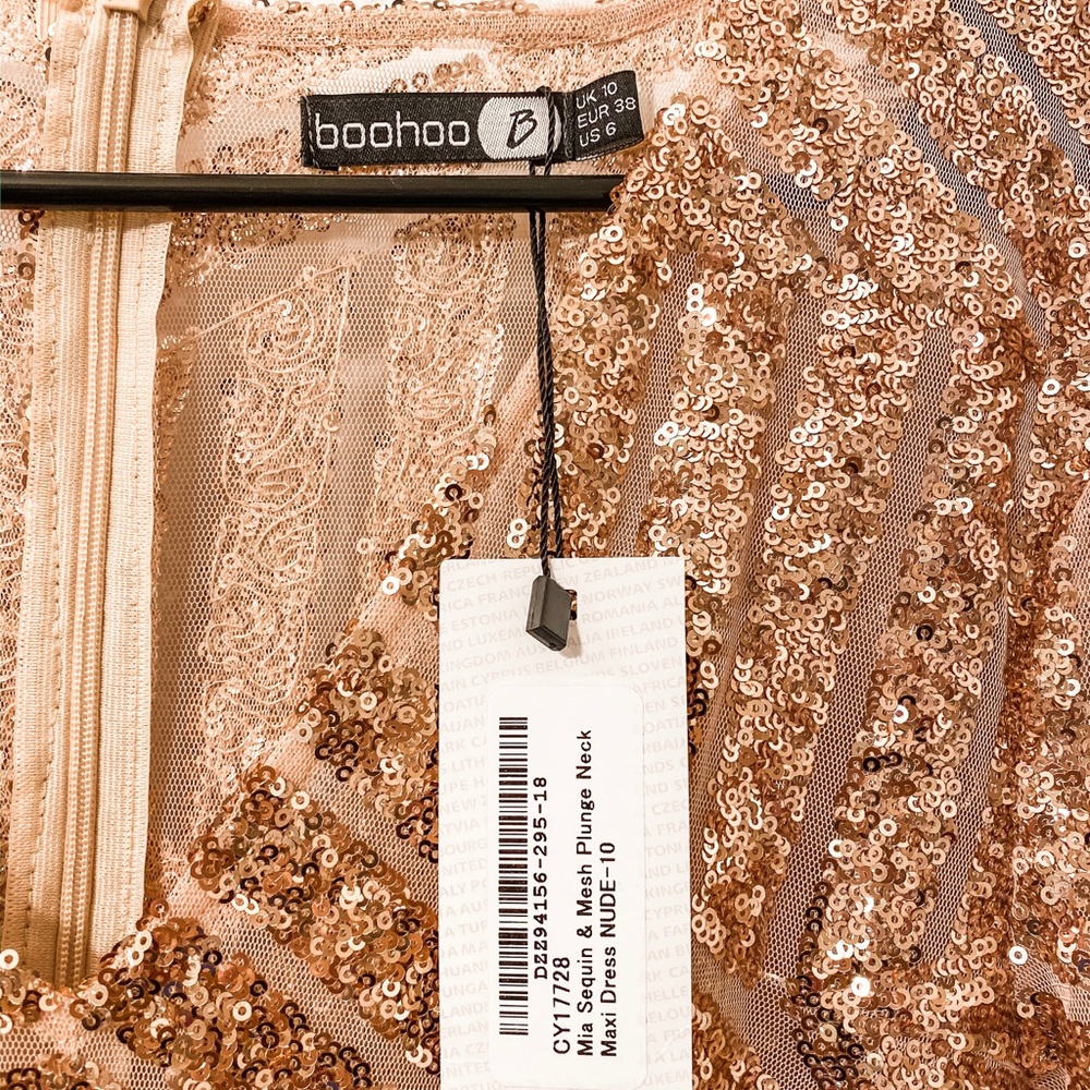 Boohoo Golden Sequin Gown
